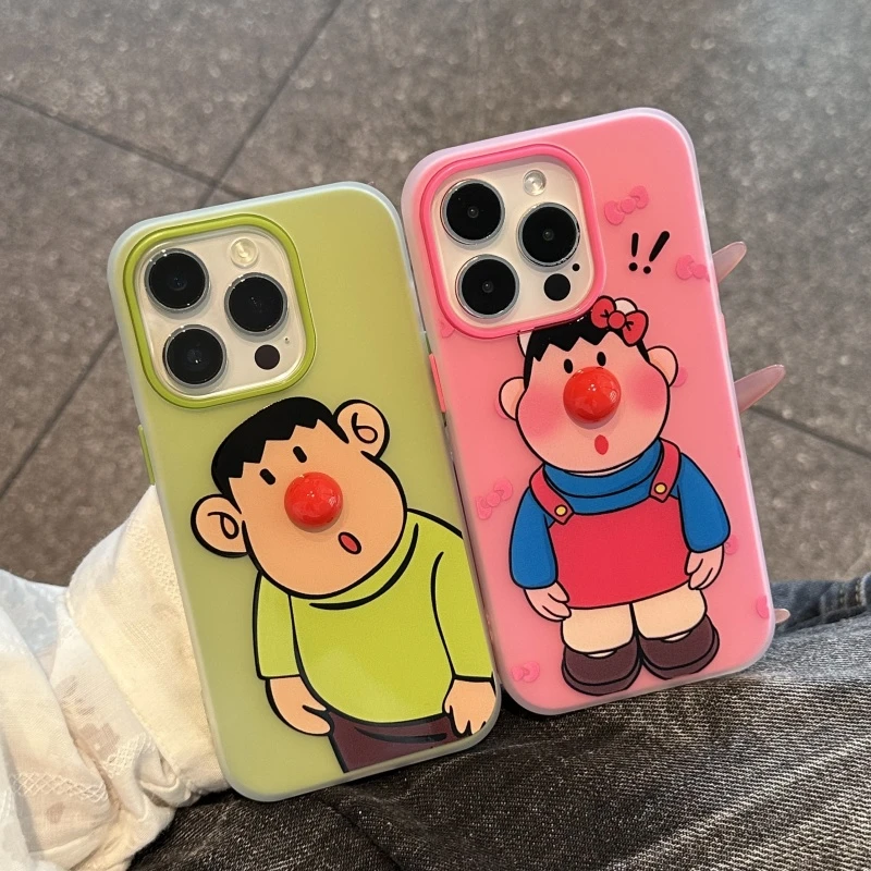 雅天立趣味立体红鼻胖虎适用iPhone16肤感果冻15手机壳13苹果14套