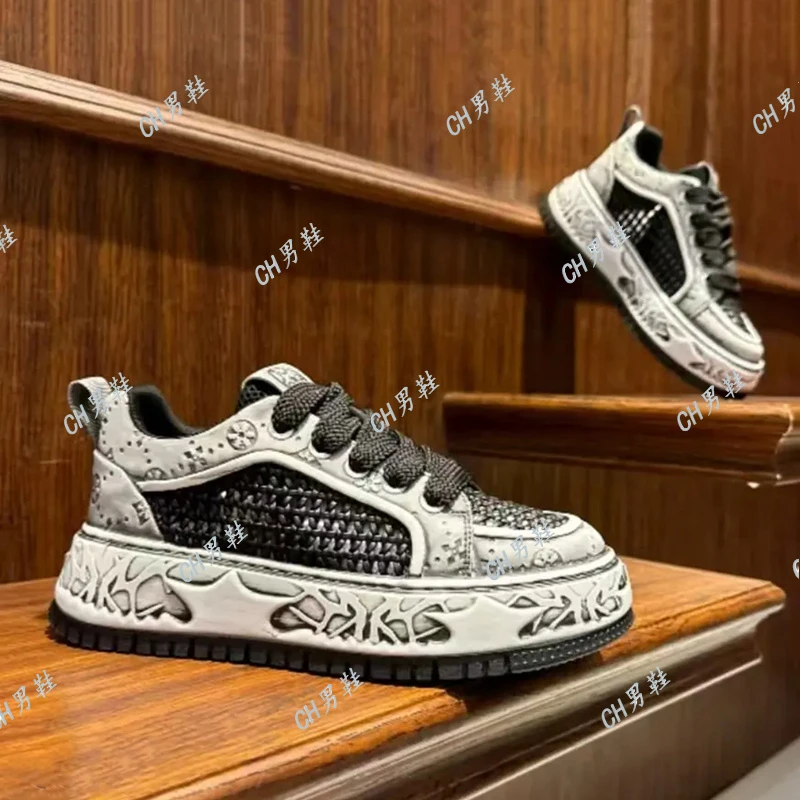 潮流个性复古做旧擦色男款休闲鞋2025秋季新款时尚透气运动百搭鞋