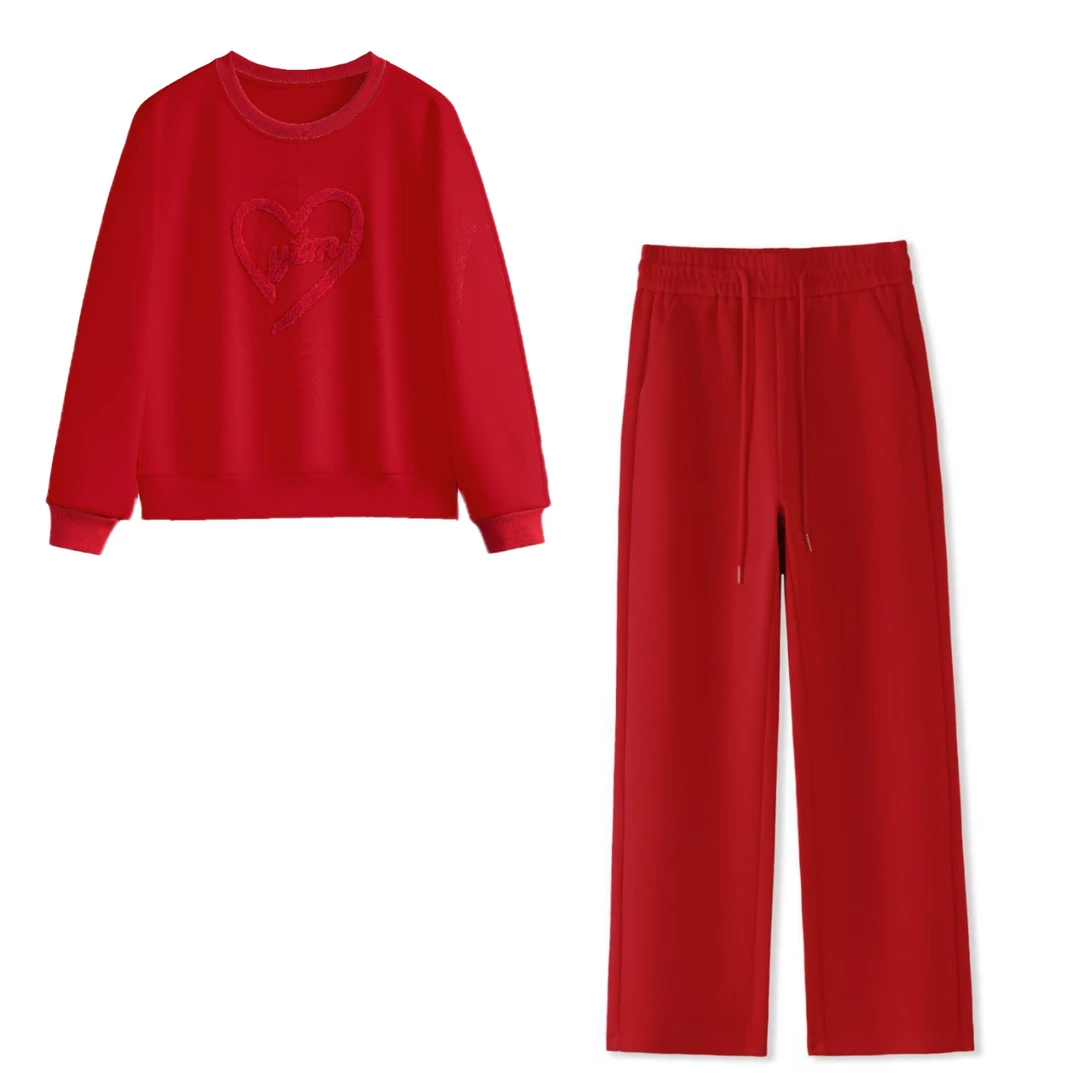 【娇漫姿】2025冬款宽松加绒款百分百纯棉显瘦休闲运动洋气套装