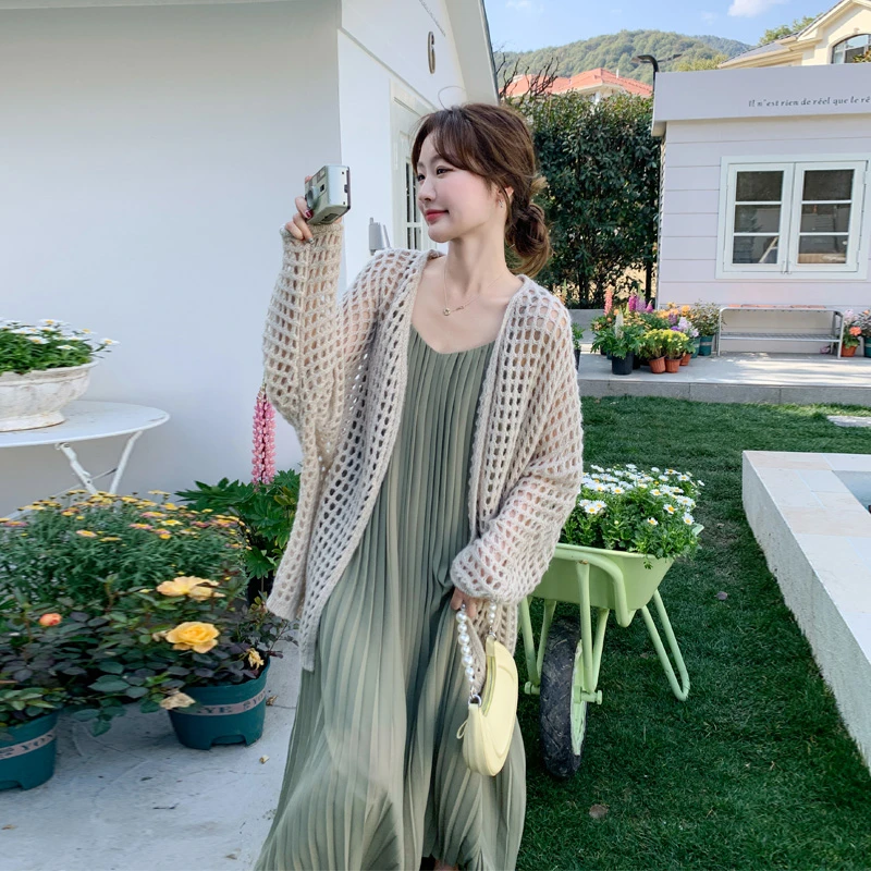法式度假风镂空披肩吊带裙2025春夏新款氛围感优雅气质温柔风套装
