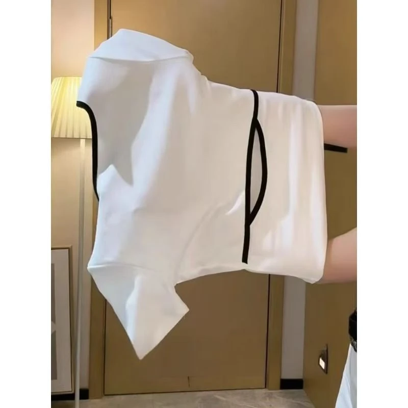 印花修身方领小上衣韩系时尚镂空露背短袖T恤女2025夏季新款字母