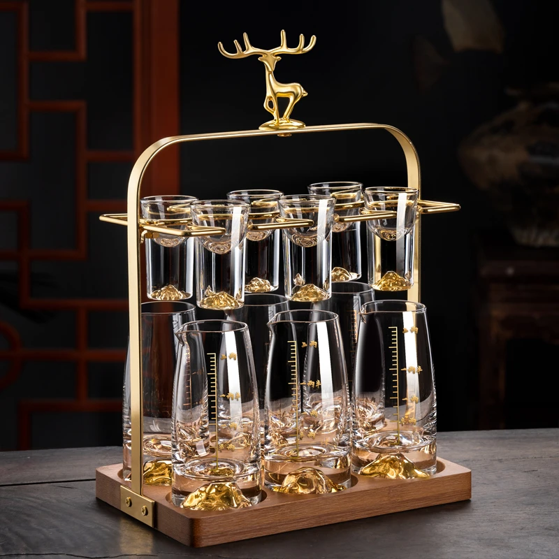 2025新款白酒杯分酒器套装中式小酒杯子家用创意金山蓝山酒具爆款