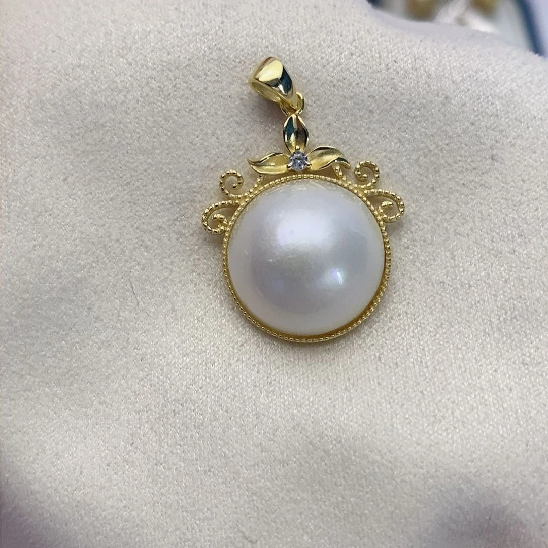 【闪购商品】拼合珍珠（马贝珠）颈饰银S925镶嵌24