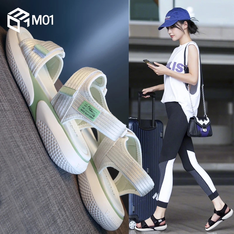 M01凉鞋女2025年夏季外穿百搭平底舒适软底超火运动休闲旅游沙滩