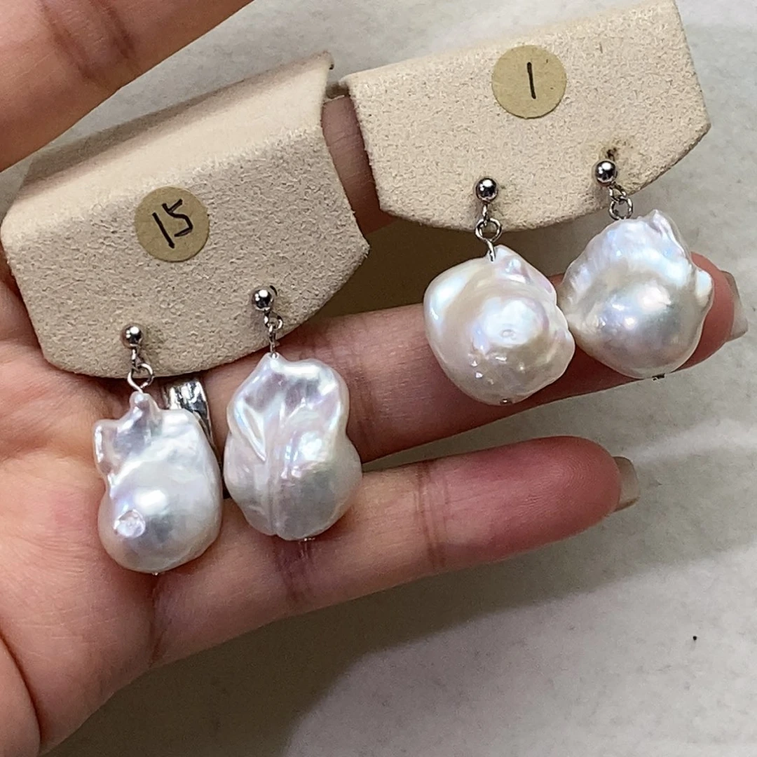 淡水珍珠耳饰银S925镶嵌