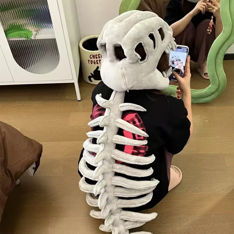 恐龙骨架头套毛绒玩具帽子道具cosplay儿童成人玩偶生日礼物