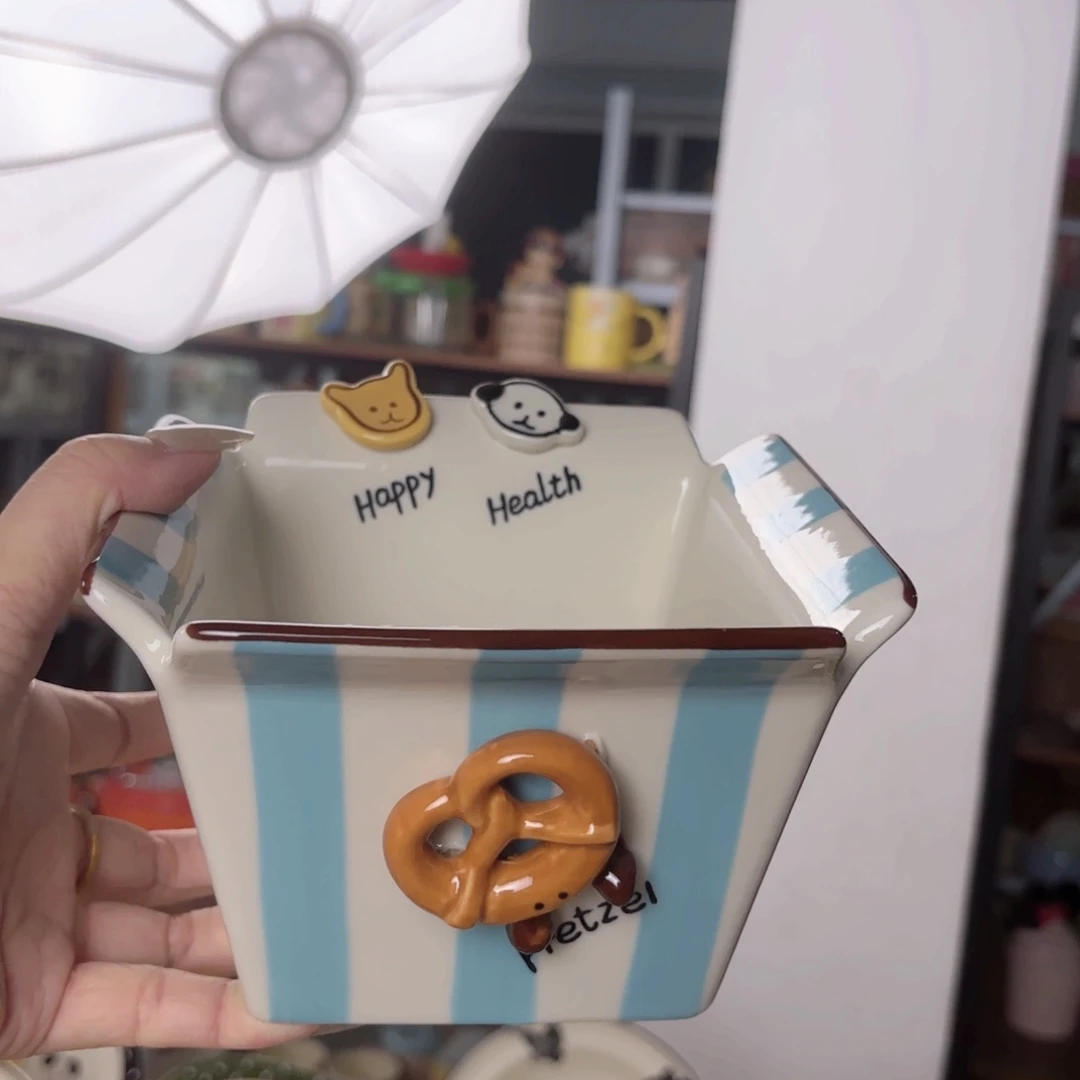 陶薯条桶方形六寸微微瑕