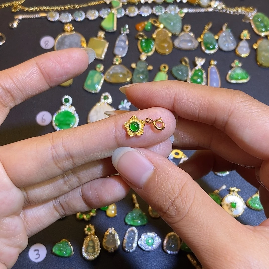 翡翠银S925镶嵌吊坠(不含链)