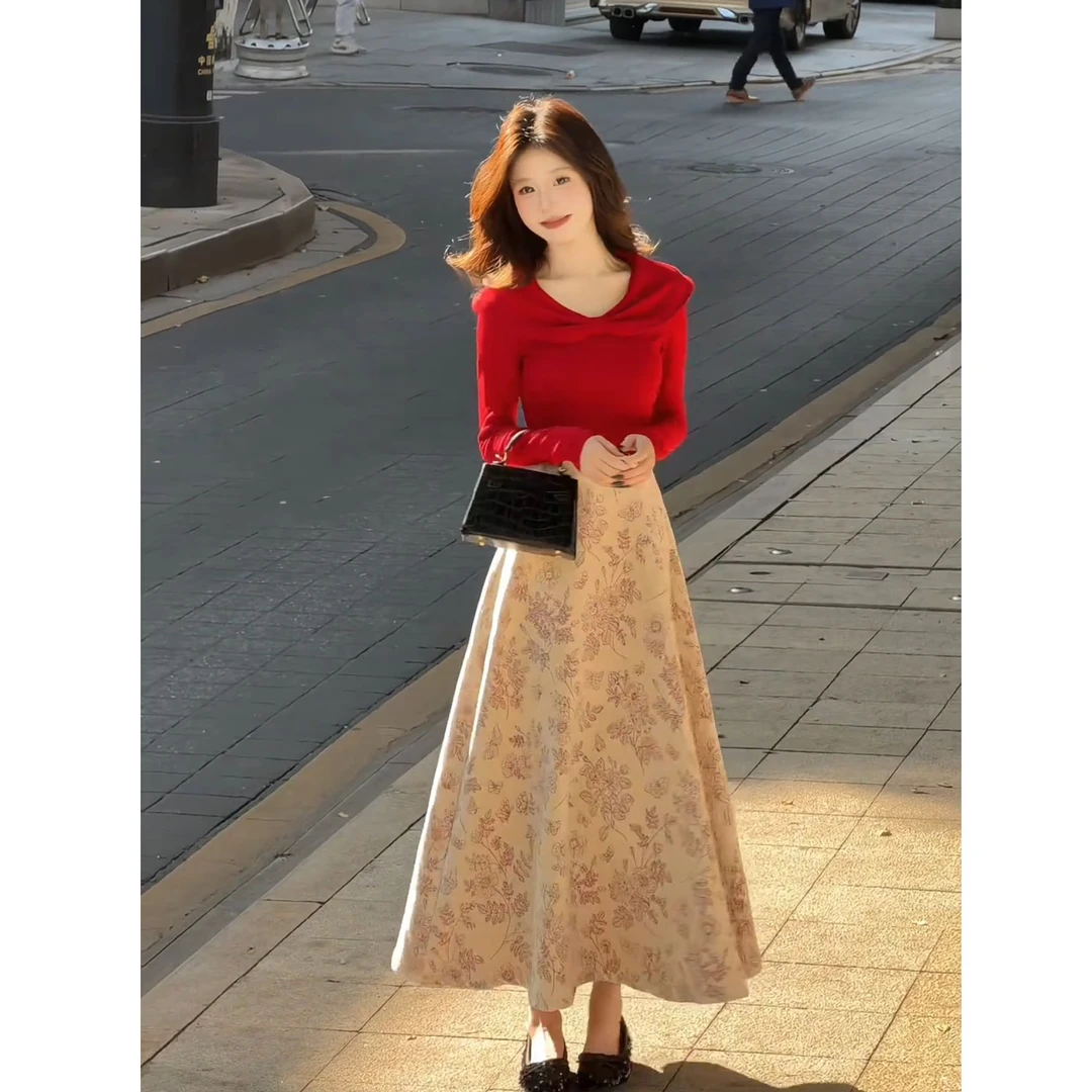 流行一整套2026秋冬新款时尚甜美减龄超好看上衣半身裙两件套