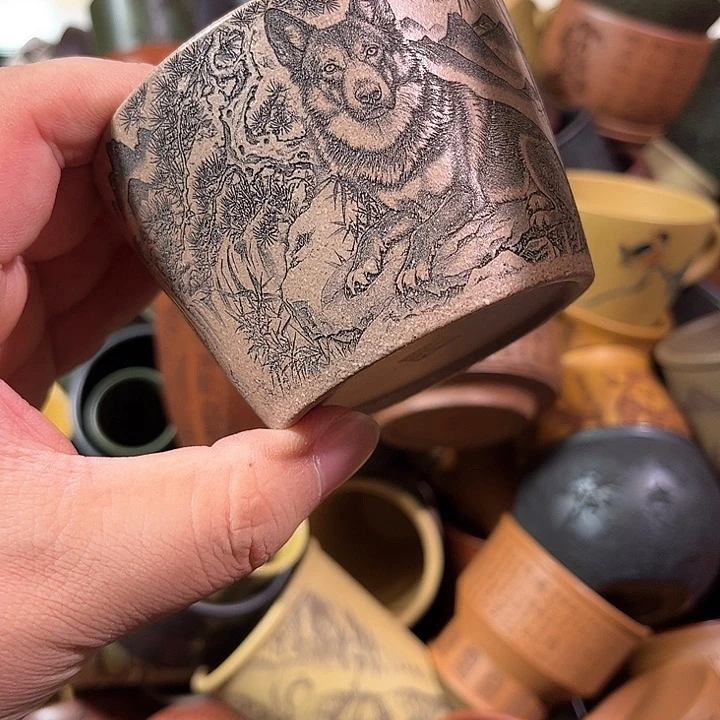 茶杯紫砂黑****七全手工紫砂主人杯