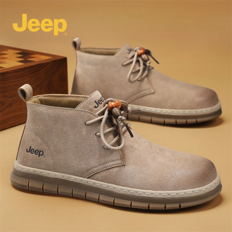 jeep吉普男士工装鞋2025秋季新款马丁靴复古厚底增高鞋轻便休闲鞋