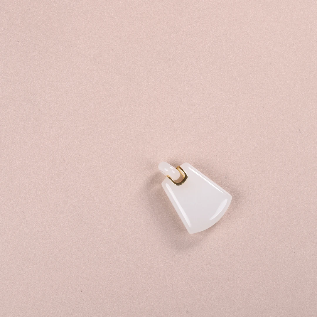 【汪氏精品】和田玉白玉18k金无事牌 JY42735-G56 多样性发其一