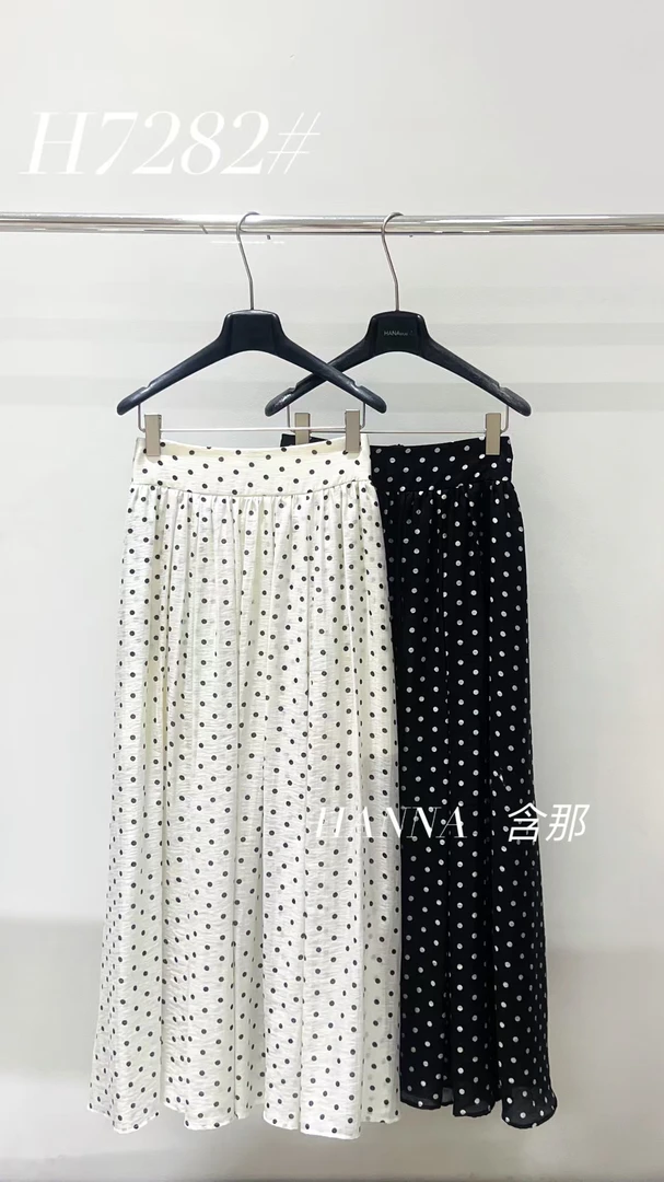鑫燃KIKI 莱赛尔麻时尚设计感波点显瘦半身裙 7282 HN