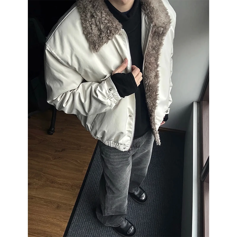 “白羚羊”秋冬新雪丽恒温暖绒毛领棉衣男bomber防寒保暖棉服外套