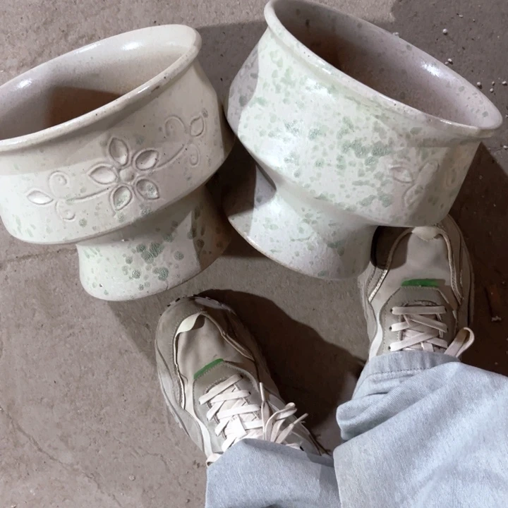 紫砂花盆口径21高度17两只正品