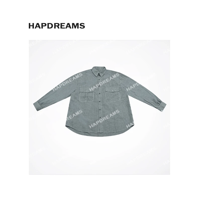 细格子衬衫 廓形纯棉细格子翻领款休闲长袖