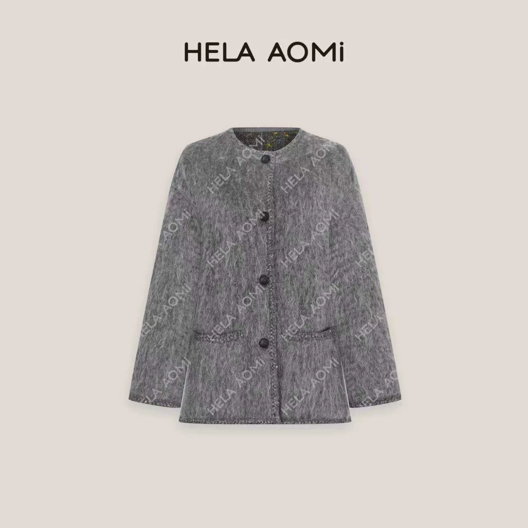 HELA AOMI“彩宝系列”绵羊毛马海毛宽松显瘦叠穿外套CY5DC08444