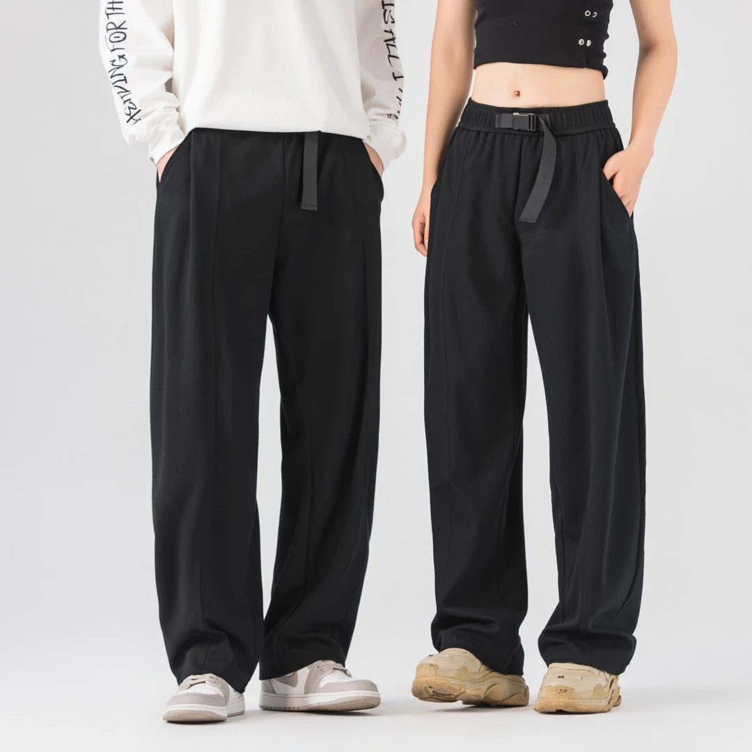 男女秋季休闲裤男士直筒宽松弯刀裤美式百搭休闲长裤男女