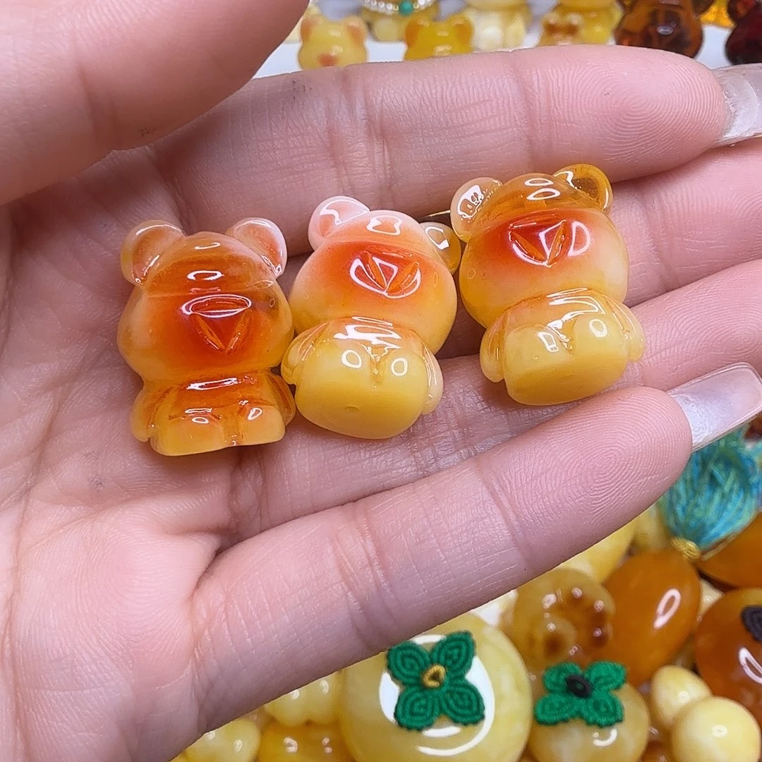 用***花非金属俏色小熊单颗3个