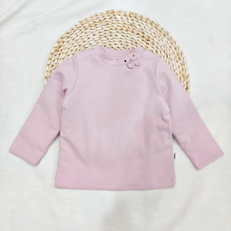 米乐熊儿童半高领【薄棉】小耳朵笑脸刺绣打底衫0991