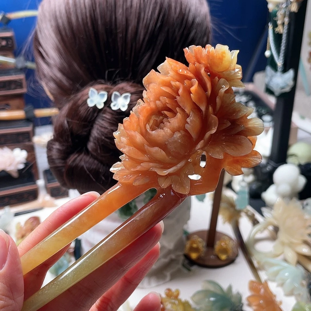 【闪购商品】未镶嵌岫玉发饰深****心