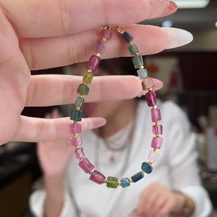 04441903/银S925镶嵌碧玺手链多样性发货