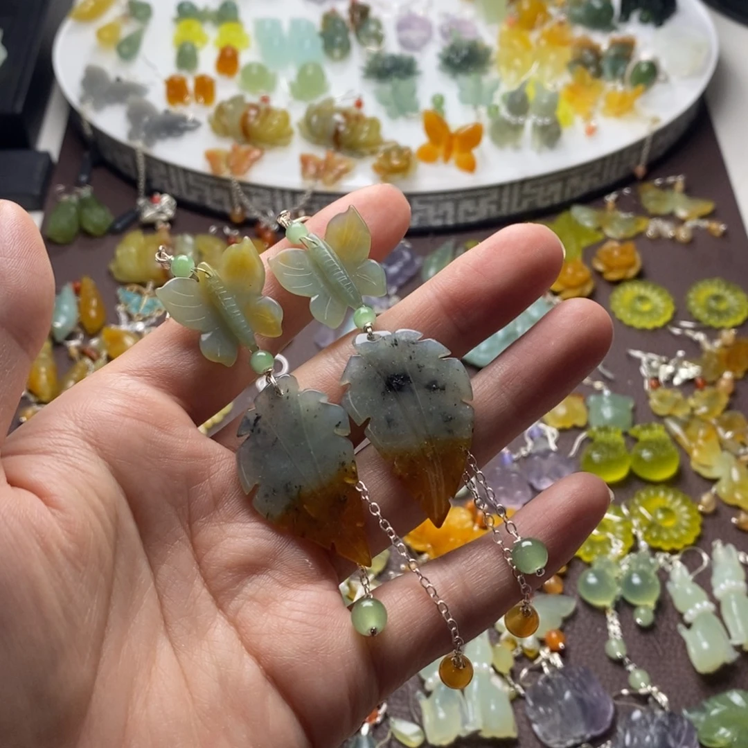 蛇纹石玉合金耳饰/颈饰