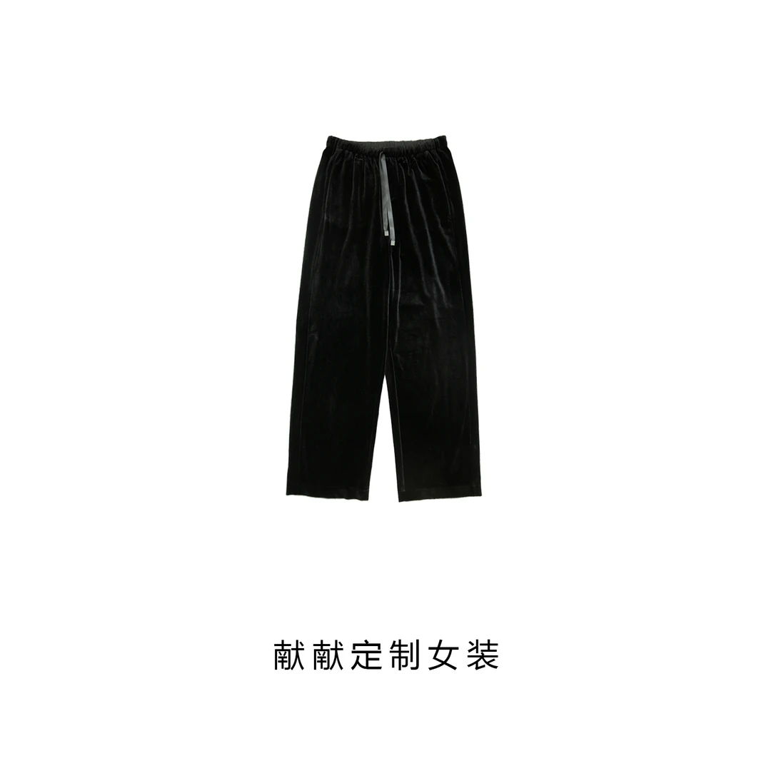 “主播Nu推” 定制醋酸丝绒面料春夏垂感丝绒裤 24-063