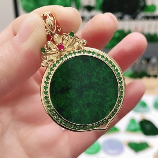 翡翠银S925镶嵌耳饰挂件