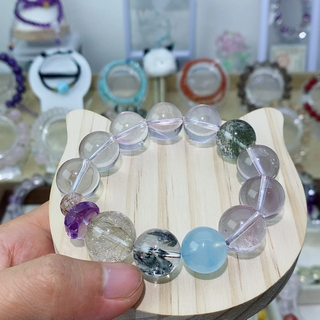银S925镶嵌手链水晶玻利维亚紫水晶手串