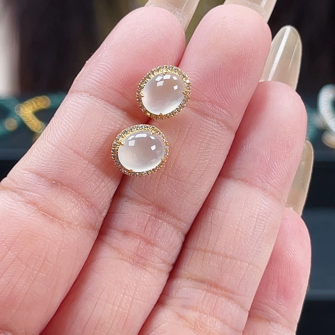 翡翠18K金镶嵌耳饰