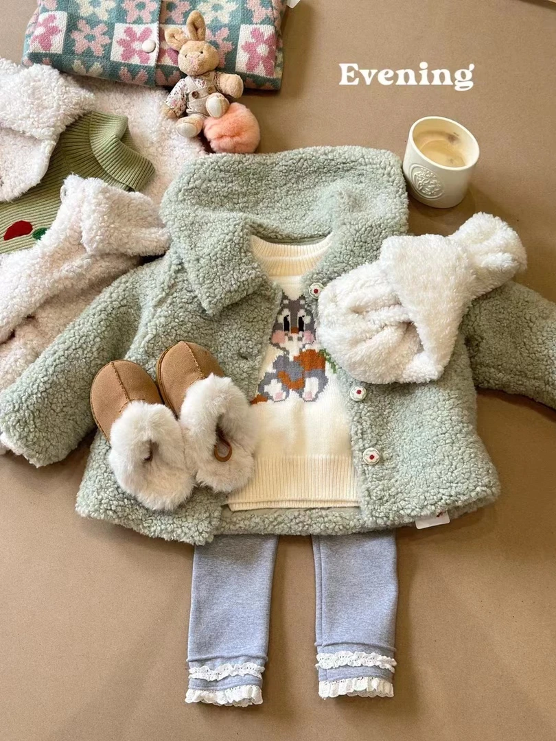 【CC】绿色手工绣扣夹棉外套 2610