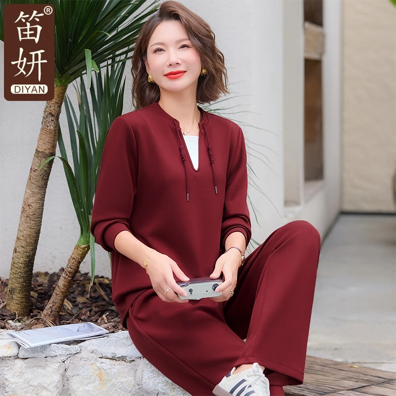 中年妈妈秋装五十多岁洋气运动服套装中老年女春秋卫衣长裤两件套