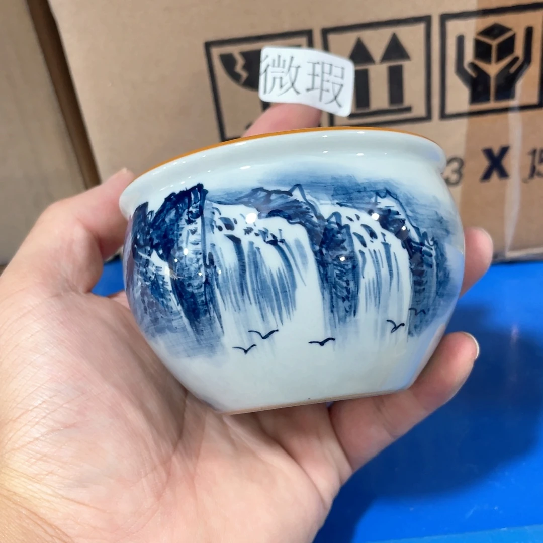 釉下手绘茶具微瑕