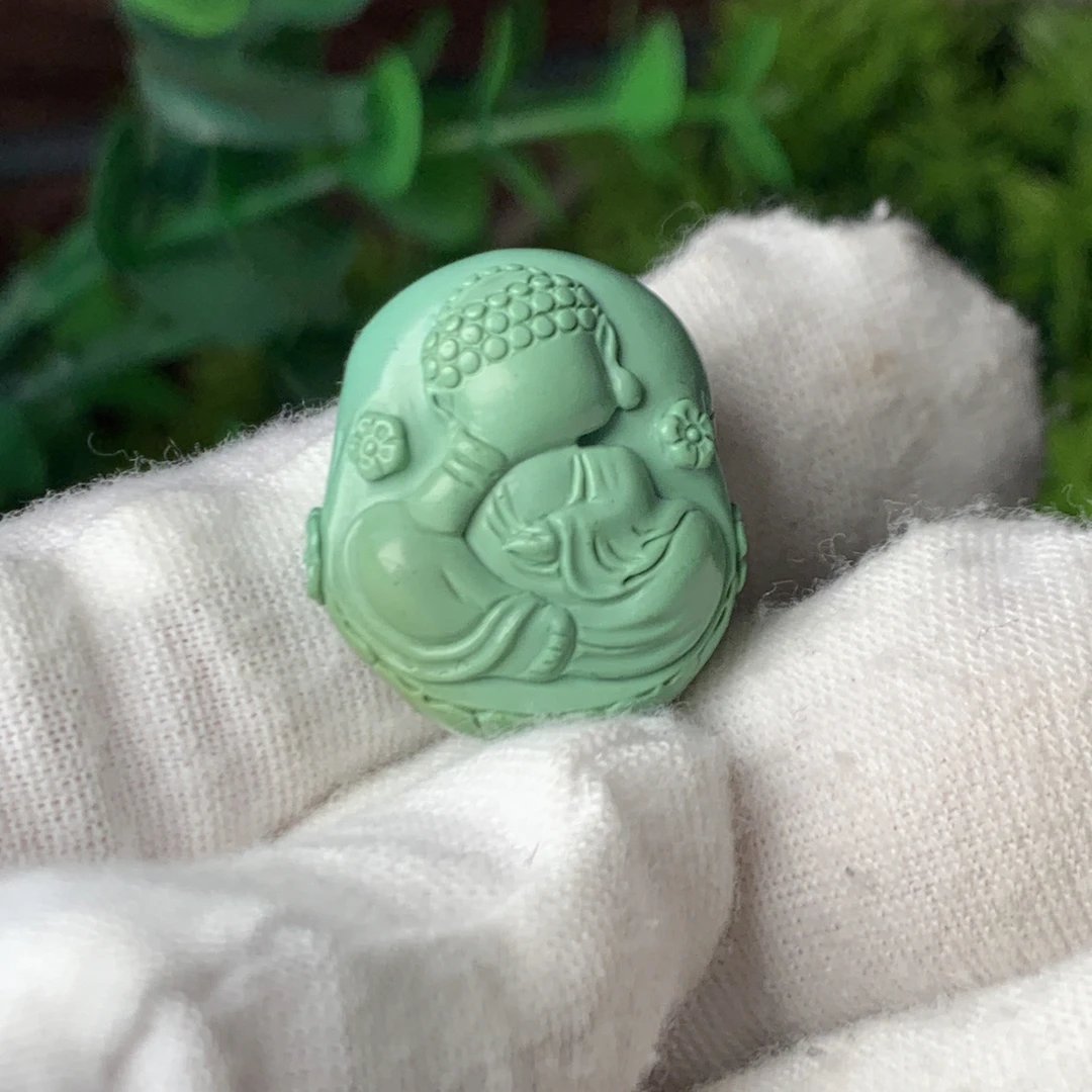 杨家绿松石原矿瓷釉级精工雕刻无相佛宝宝佛