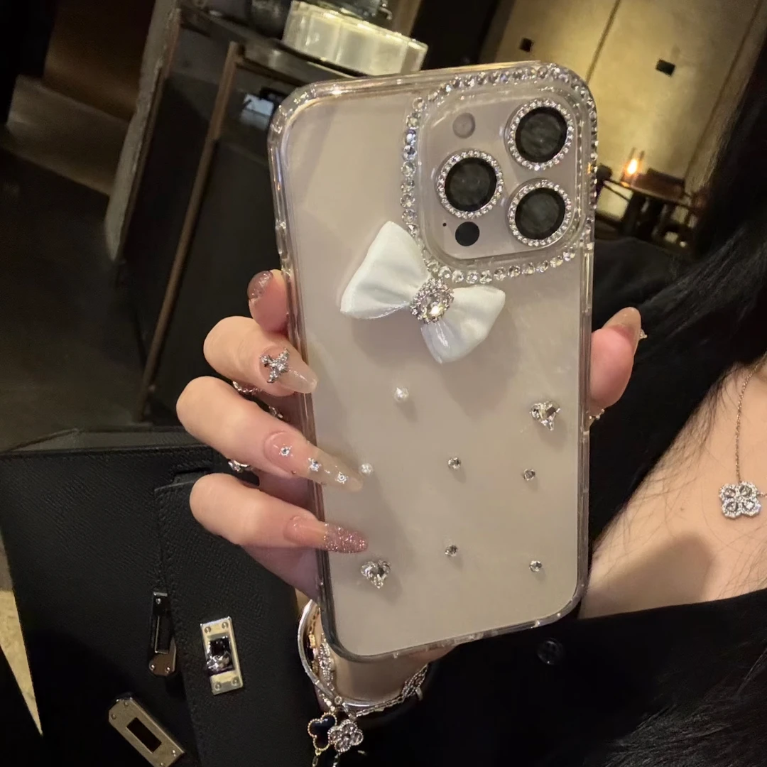 轻奢风闪钻蝴蝶结适用于苹果iPhone17promax手机壳16高级15名媛风