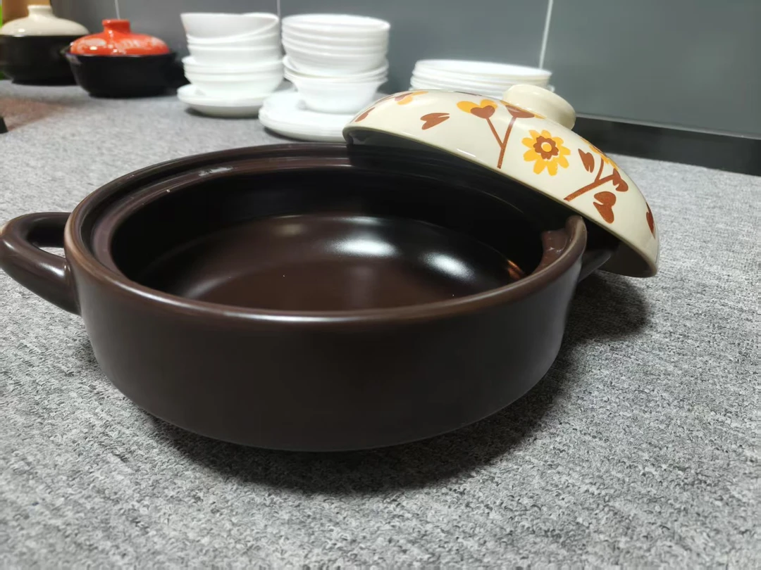 【瑕疵】4.3升棕身花盖砂锅陶瓷砂锅干烧炖菜炖肉煮粥煲汤煲仔家用