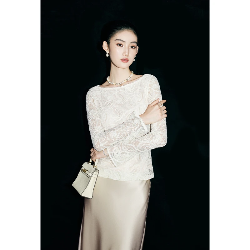 【初依专属】MandyZhangT恤女秋手工刺绣长袖上衣TX0239