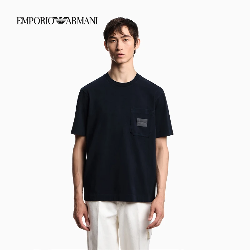 合并-EMPORIO ARMANI/秋季新款情侣款纯棉宽松圆领短袖重磅T恤