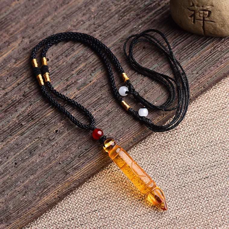 文昌笔吊坠黄水晶文昌笔吊坠项链钥匙扣学生考试状元笔金榜题名