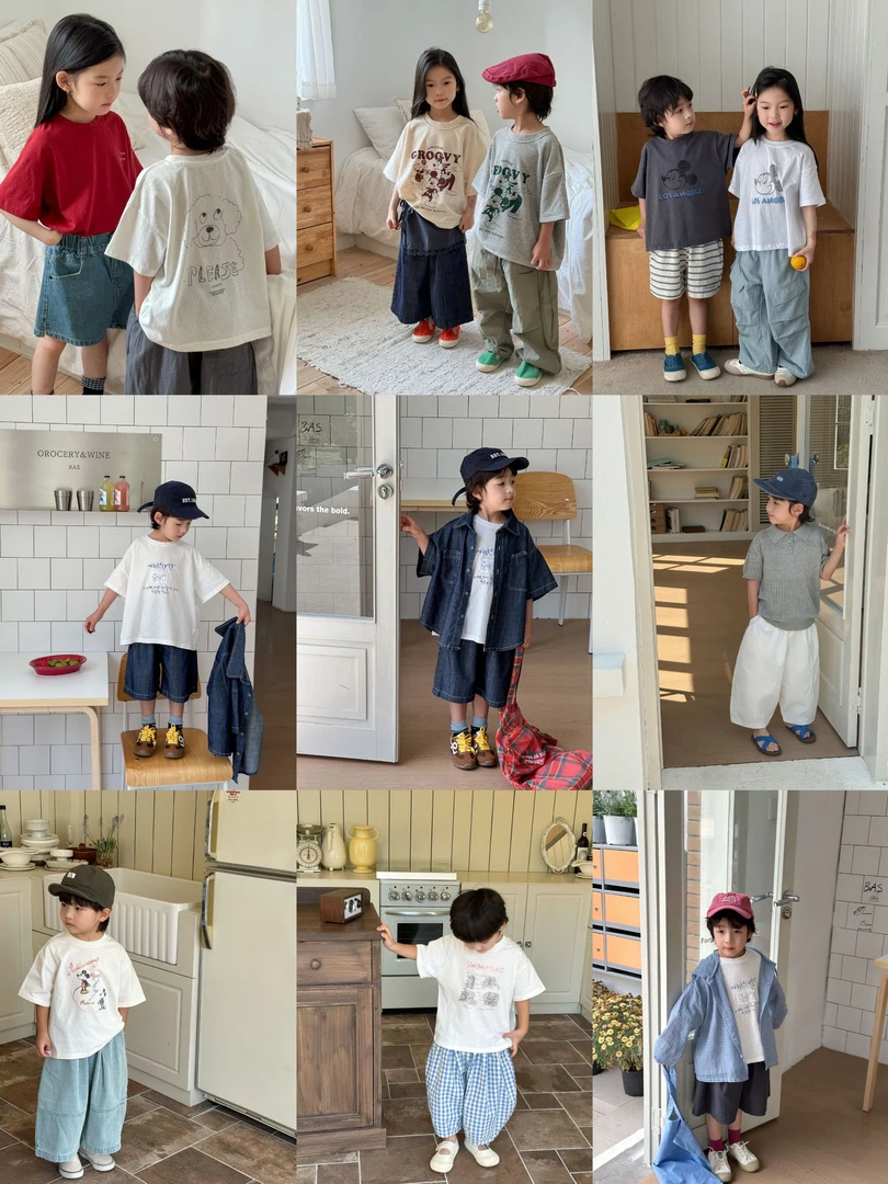 【665-716】夏款儿童男童中性韩版新款短袖套装卡通休闲单件