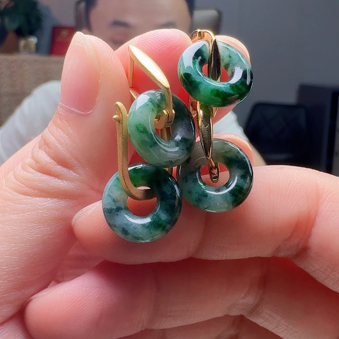 翡翠银S925镶嵌耳饰多样性发货其一