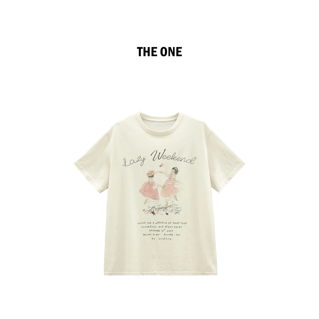 【AZE JIA】跳舞女孩 夏季韩系百搭宽松短袖T恤  YZ50319T1