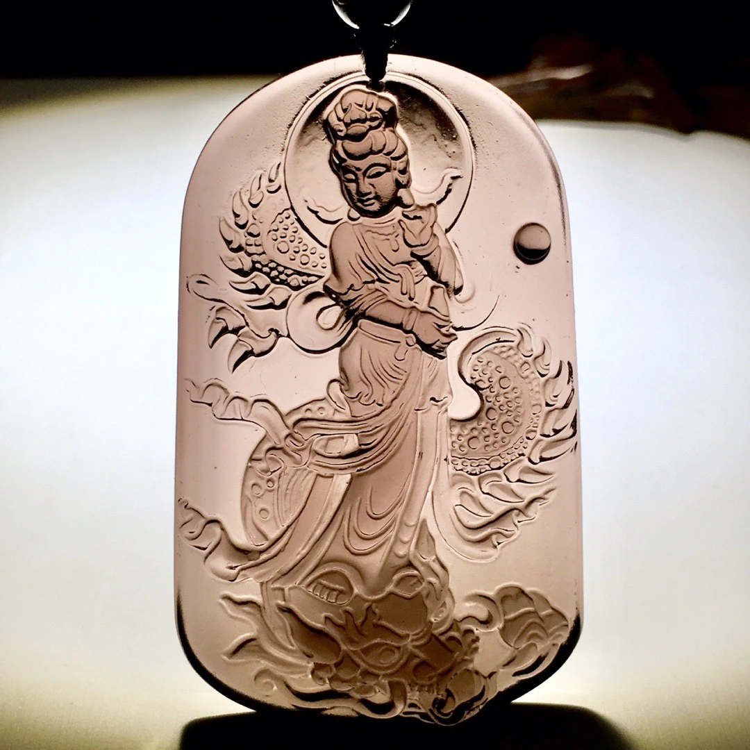 天然冰种黑曜石降龙观音吊坠女款女士男士67mm✖️40mm