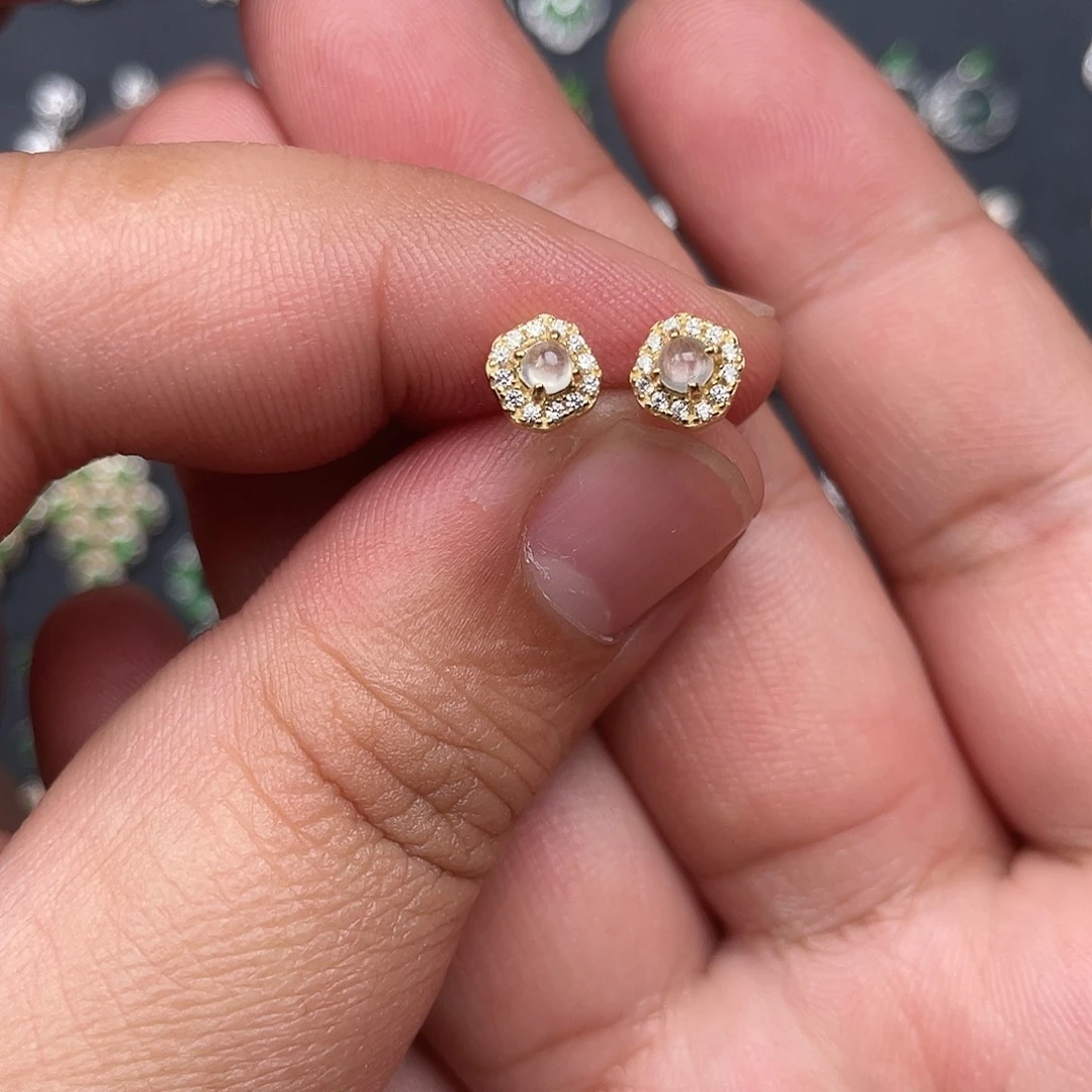 翡翠银S925镶嵌耳饰