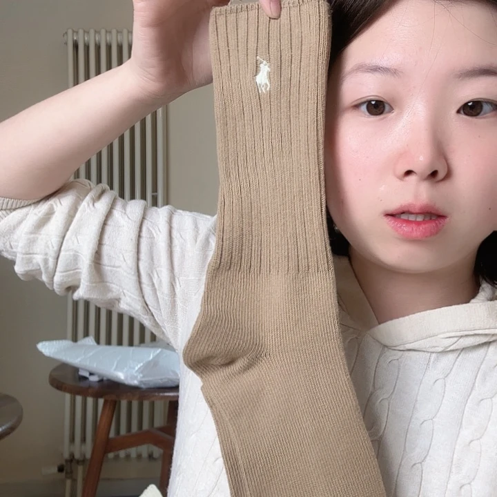 三醋酯纤维拉夫棕色奶黄标袜子