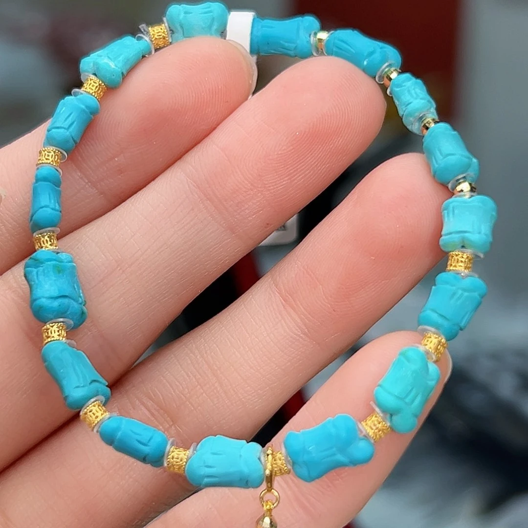 绿松石珠宝奇石18K金镶嵌