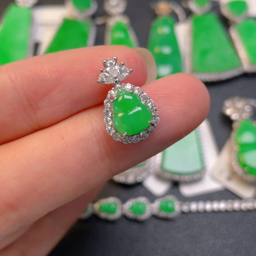 翡翠银S925镶嵌吊坠(不含链)