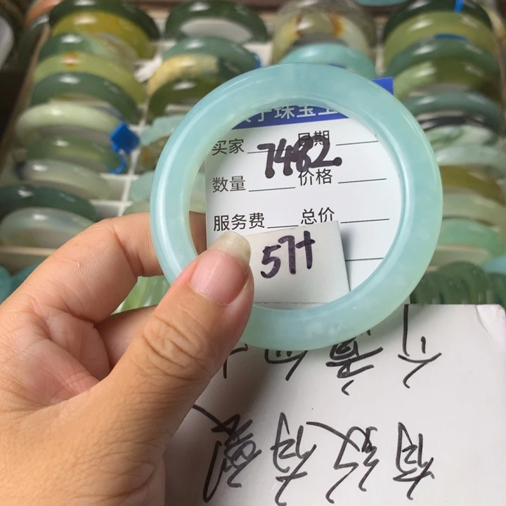 未镶嵌蛇纹石玉手镯7482