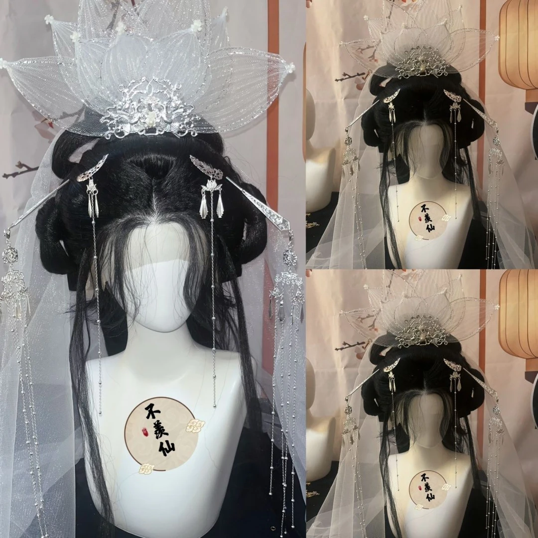 原创超大发冠神女仙侠配饰步摇古风发夹发饰古装汉服百搭流苏头饰